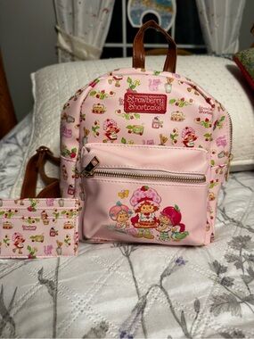 Strawberry Shortcake Pink Mini Backpack - Cute Cartoon Print